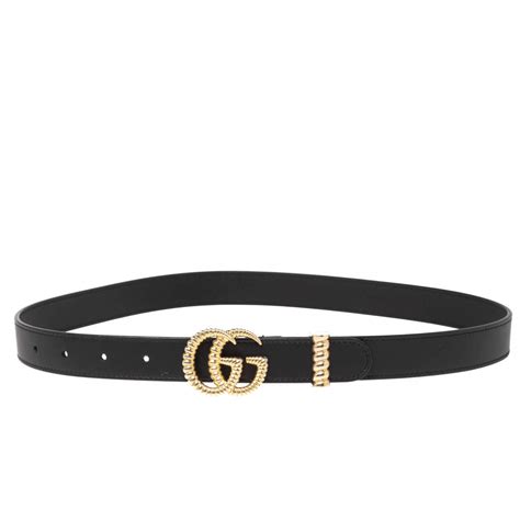 Gucci leather belt with torchon double g buckle